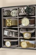 A BOX CONTAINING 8 VARIOUS WRISTWATCHES