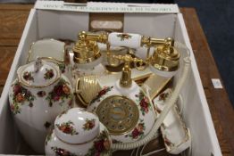 A TRAY OF OLD ROYAL ALBERT COUNTRY ROSES TO INCLUDE A TELEPHONE