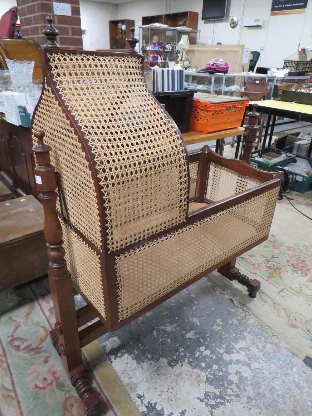 A VINTAGE BERGERE CRADLE