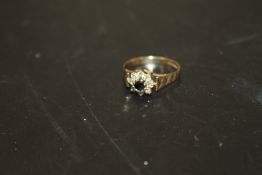 9CT GOLD SAPPHIRE AND DIAMOND SET RING APPROX WEIGHT 1.5G