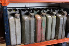 FIVE ASSORTED VINTAGE JERRY CANS