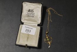 ANTIQUE EDWARDIAN 9CT GOLD PENDANT AND CHAIN NECKLACE