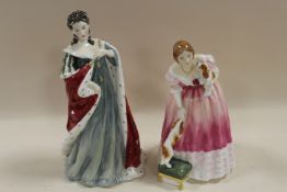 TWO ROYAL DOULTON QUEENS OF THE REALM FIGURINES - QUEEN ANNE HN3141 AND QUEEN VICTORIA HN3125