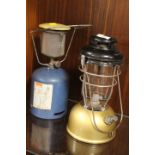 A LARGE VINTAGE TILLY LAMP AND A VINTAGE CALOR GAS BURNER (2)