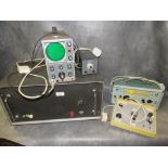 A MIXED SELECTION OF RADIO EQUIPMENT TO INCLUDE EMPTY CABINET, OSCILLOSCOPE, WOBULATORS AND