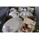 TWO TRAYS OF LIMOGES ROSE DE MONACO DINNER WARE