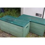 TWO GREEN OUTDOOR STORAGE BOXES