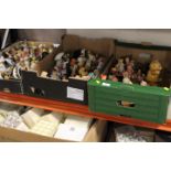 THREE TRAYS OF ASSORTED COLLECTABLE CHERISHED TEDDYS FIGURES TOGETHER WITH TWO BOXES OF CHERISHED