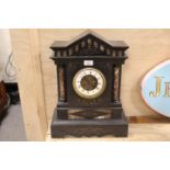 A LARGE MARBLE MAUSOLEUM CLOCK INLAID MARBLE