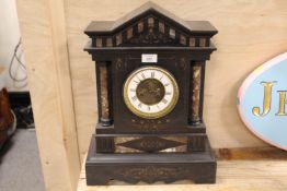 A LARGE MARBLE MAUSOLEUM CLOCK INLAID MARBLE