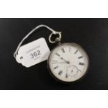 A HALLMARKED SILVER OPEN FACE MANUAL WIND POCKET WATCH