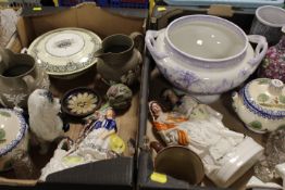 TWO TRAYS OF ASSORTED POTTERY AND PORCELAIN ETC