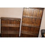 TWO STAINED PINE OPEN BOOKCASES