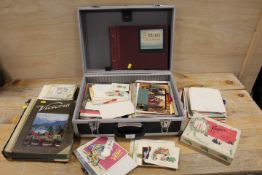 A HARD CASE CONTAINING GREETINGS CARDS BOTH LOOSES AND IN ALBUMS TO INCLUDE VINTAGE JONES,
