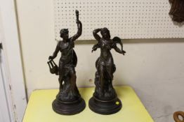 A PAIR OF FRENCH STYLE SPELTER TYPE FIGURES