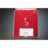 HALLMARKED 9CT GOLD GEMSET PENDANT AND CHAIN