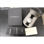 A BOXED EMPORIO ARMANI WRIST WATCH