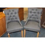 A PAIR OF MODERN UPHOLSTERED DINING CHAIRS