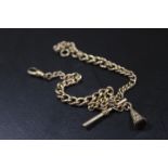 A VICTORIAN ROLLED GOLD MENS DOUBLE ALBERT WATCH CHAIN