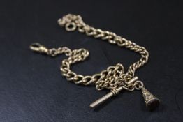 A VICTORIAN ROLLED GOLD MENS DOUBLE ALBERT WATCH CHAIN