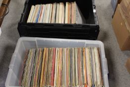 TWO LARGE TRAYS OF LPS RECORDS TO INCLUDE CLASSICAL AND EASY LISTENING EXAMPLES