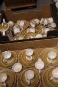 TWO TRAYS OF WEDGWOOD SUSIE COOPER OLD GOLD KEYSTONE TEA/COFFEE WARE