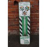 A VINTAGE ENAMEL ADVERTISING THERMOMETER SIGN FOR DUCKHAM'S ADCOIDS 'ORIGINAL THERMOMETER GLASS