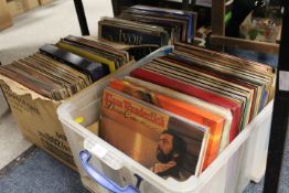 THREE TRAYS OF ASSORTED LP RECORDS TO INCLUDE CLASSICAL AND BRASS BAND EXAMPLES