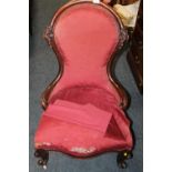A VICTORIAN MAHOGANY FRAMED LADIES CHAIR