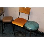 THREE MODERN ASSORTED BAR / KITCHEN STOOLS