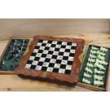 A CHINESE INLAID CHESS SET & PIECES