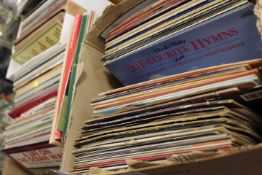 THREE TRAYS OF LP RECORDS TO INCLUDE CLASSICAL, EASY LISTENING AND BRASS BAND EXAMPLES
