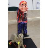 A VINTAGE TOY PUSH A LONG DOG TOGETHER WITH A VENTRILOQUISTS DUMMY (2)