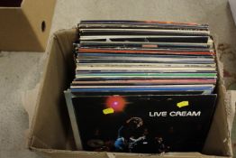 A TRAY OF LP RECORDS TO INCLUDE LIVE CREAM , STATUS QUO