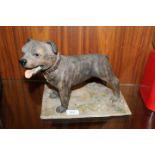 A RESIN STYLE FIGURE OF A STAFFORDSHIRE BULL TERRIER