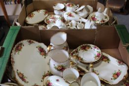 TWO TRAYS OF ROYAL ALBERT OLD COUNTRY ROSES COMPRISING A TEA SET AND EXTRAS, TO INCLUDE TEAPOT, 6