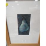 A FRAMED AND GLAZED MIXED MEDIA STUDY OF A PEAR
