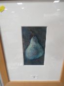 A FRAMED AND GLAZED MIXED MEDIA STUDY OF A PEAR