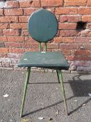 A 1960'S GREEN BRITISH RAIL GUARDSMAN CARRIAGE CHAIR IMPRESSED WITH 'BR' ON COVERS