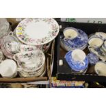 TWO TRAYS OF CERAMICS TO INCLUDE A TRAY OF BLUE AND WHITE WARE