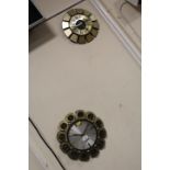 TWO 1970'S STYLE WALL CLOCKS TO INCLUDE A METAMEC EXAMPLE