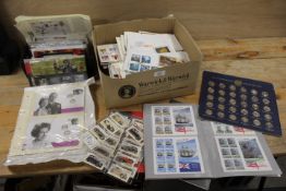 A TRAY OF FIRST AID COVERS, CIGARETTE CARDS ETC