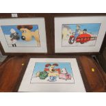 THREE WALLACE AND GROMIT FRAMED PRINTS
