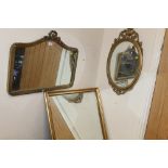 THREE ASSORTED GILT WALL MIRRORS