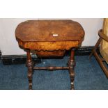 A VICTORIAN WALNUT INLAID WORK TABLE W- 63 CM