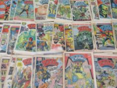 A BOX CONTAINING OVER 60 X 2000AD COMICS FEATURING JUDGE DREDD, MAINLY FROM 1982