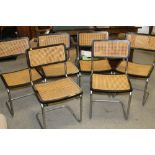 A SET OF SIX RETRO BERGERE DINING CHAIRS