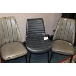 THREE MODERN LEATHER DINING CHAIRS A/F