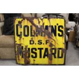 AN ORIGINAL EX LARGE ENAMELED COLMANS MUSTARD SIGN