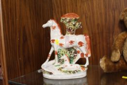 STAFFORDSHIRE FLAT BACK FIGURE OF A MARE AND FOAL